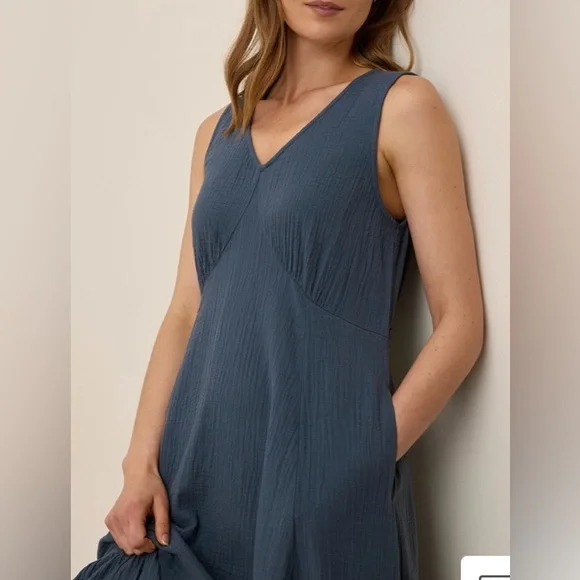 Pact Women's French Navy Coastal
Double Gauze Beach To Brunch Dress M - Picture 3 of 9